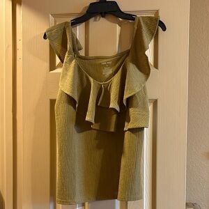 Nine West Olive Ruffle Sleeve Top
